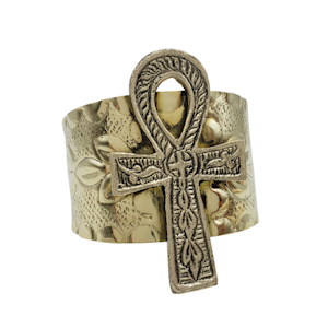 Selma Rustic Ankh Cuff Filigree Bracelet