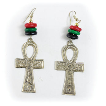 Golden Brass Ankh Earrings