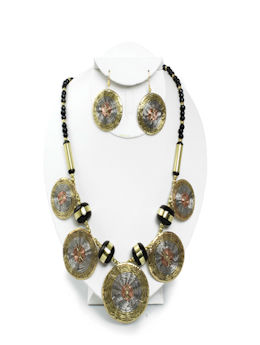 Woven Brass Necklace & Earrings Set